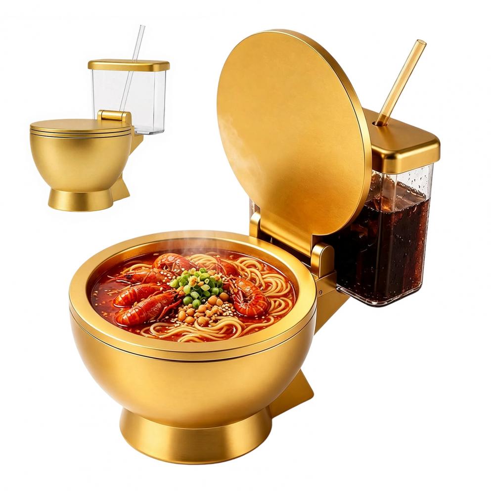 Meal Prep Soup - Toilet Shaped Ramen Bowl Set, Built-in