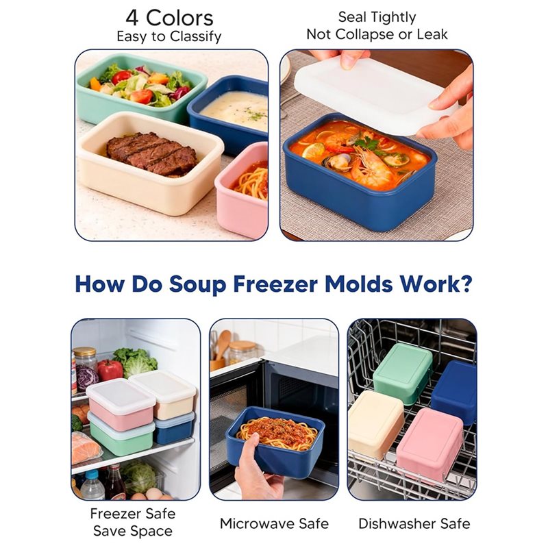 AB33-4-Pack Silicone Freezer M - огляд і ціна Meal Prep Soup